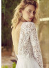 Long Sleeves Ivory Lace Organza Light Wedding Dress